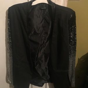 Women Sequin Sleeve Blazer, Medium